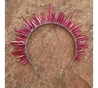 Goddess Bridal Crown Raw Crystal Quartz Tiara Queen Party Headband Hair Hoop-Rose