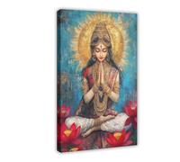 Goddess Durga Canvas Poster Sacred Feminine Art Hindu Spiritual Wall Decoration Frame-style 12x18inch(30x45cm)