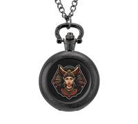Goddess Egyptian Pharaoh Pyramid Ancient Egypt (1) Vintage Pocket Watch Alloy Pendant Watches Necklace Gift for Men Women Black-Style