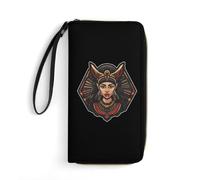 Goddess Egyptian Pharaoh Pyramid Ancient Egypt (1) Wristlet Wallets for Men Women Leather Long Wallet Credit Card Clutch with Cord