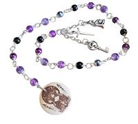 Goddess Hecate Meditation Beads, Handmade Pagan Engraved Prayer Beads with Gemstone Glass Acrylic Beads Wicca Wiccan Witch Witchcraft