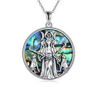 Goddess Hecate Necklace 925 Sterling Silver Wiccan Wheel of Hecate Pendant Necklace Pagan Witch Jewelry Gifts for Women Girls