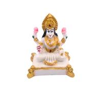 Goddess Lakshmi Idol - White & Gold Decorative Statue for Home, Temple & Office - Hindu Goddess of Wealth & Prosperity - Small Resin Laxmi Murti for Puja & Gift