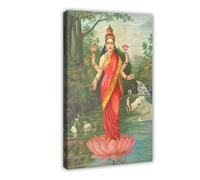 Goddess Lakshmi - Raja Ravi Varma Canvas Art Poster And Wall Art Picture Print Modern Family Bedroom Decor 12x18inch(30x45cm)