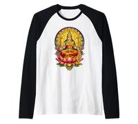 Goddess Lakshmi Stained Glass Hindu Mythology Hinduism Raglan Baseball Tee