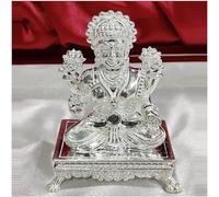 Goddess Laxmi Idol in Pure 925 Silver/Goddess Lakshmi Statue in Silver/Goddess Laxmi On Patla 1.00 INCH (18 Grams)