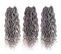 Goddess Locs 6 Packs 14 Inch Gray Wavy Curly Faux Locs Synthetic Hair Extensions Dreadlocks Braiding Hair (14" (6 Packs), #51)