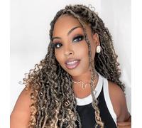 Goddess Locs Crochet Hair Strands with False Dreadlocks 18 Inch 6 Pieces Goddess Locs Crochet Hair Strands for Black Women, Preformed Curls and