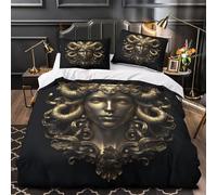 Goddess Mask Comforter Cover 3D Print Machine Washable 3PCs Bed Linen Hidden Zipper mythical Decorative Quilt Cover Extra Soft Durable for Teens Youth Adults Women Kids Boys Single（140x200cm）