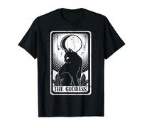 Goddess Moon Cat Tarot Card Pagan Goblincore Goth Occult T-Shirt