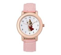 Goddess of Greek Mythology Classic Watches for Women Pink Leather Strap Trendy Quartz Watch for Small Wrists