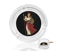 Goddess of Greek Mythology Round Glass Ashtray for Smokers Clear Cigar Cigarettes Ash Tray Indoor Outdoor