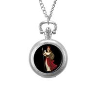 Goddess of Greek Mythology Vintage Pocket Watches Roman Numerals Quaretz Watch with Chain Christmas Birthday Gifts Silver-Style