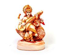 Goddess Saraswati Idol with Veena and Swan Maa Saraswati Murti for Home Temple Pooja Room Study Table Mandir Saraswati Mata Idol Statue for Saraswati Puja Basant Panchami Diwali (8 Inch) 733