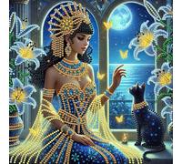 Goddess Special Shape Diamond Painting Kits for Adults, 5D Elegant Woman DIY Partial Drill Diamond Art 30x30cm, Home Wall Decor Gift, Handmade Beauty Portrait Resin Crystal Craft (Egyptian)