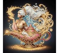 Goddess Special Shape Diamond Painting Kits for Adults, 5D Elegant Woman DIY Partial Drill Diamond Art 30x30cm, Home Wall Decor Gift, Handmade Beauty Portrait Resin Crystal Craft (Lamp)