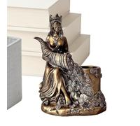 Goddess Statue - Resin Statue Decor Pen Holder, Prosperity Goddess Sculptures | Fortune Attracting Desk Ornament | Wealth Blessing Sculpture For Home Office Entryway Desk Study Room Bookshelf