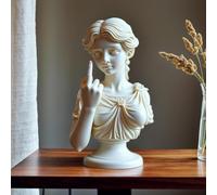 Goddess Statue Venus Statue, Unapologetic Venus The Middle Finger Statue, Venus Figurine with Middle Finger, Rebellious Bold Modern Art Decor,Resin Art Statue,Funny Unique Decor for Desk Shelf -white