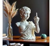 Goddess Statue Venus Statue, Unapologetic Venus The Middle Finger Statue, Venus Figurine with Middle Finger, Rebellious Bold Modern Art Decor,Resin Art Statue,Funny Unique Decor for Desk Shelf -white