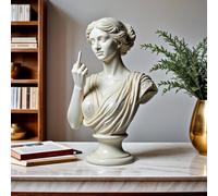 Goddess Statue Venus Statue, Unapologetic Venus The Middle Finger Statue, Venus Figurine with Middle Finger, Rebellious Bold Modern Art Decor,Resin Art Statue,Funny Unique Decor for Desk Shelf -white