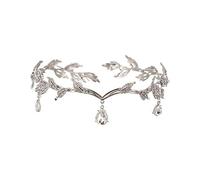 Goddess Tiara,Goddess Headpiece,Elf Princess Tiara,Crystal Rhinestone Wedding Head Band Crystal Beaded Forehead Headpiece for Bride Bridesmaid Girls(16.5LX4H CM)