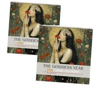 Goddess Year Calendar 2026, 12-Month Lunar Calendar with Pagan Holidays, Moon Phases & Eclipses, Beautifully Women Illustrated Monthly Planner for Mythology Lovers & Spiritual Pagan (2pcs)