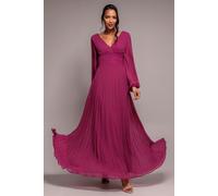 Goddiva Balloon Sleeve Chiffon Maxi Dress - Magenta by Goddiva - Magenta - 8