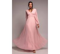 Goddiva Balloon Sleeve Chiffon Maxi In Light Pink Light Pink 12
