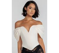 Goddiva Bardot Corset Top In Cream Cream 12