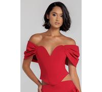 Goddiva Bardot Corset Top In Red Red 12
