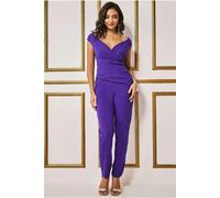 Goddiva Bardot Scuba Jumpsuit - Purple by Goddiva - Purple - 8