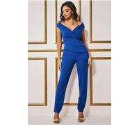 Goddiva Bardot Scuba Jumpsuit - Royal Blue by Goddiva - Royal Blue - 10