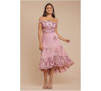 Goddiva Bardot Sequin & Lace High Low Midi - Blush by Goddiva - Blush - 12