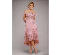 Goddiva Bardot Sequin & Lace High Low Midi - Blush Pink by Goddiva - Blush - 12