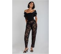 Goddiva Barrell Leg Scalloped Hem Trouser - Black by Goddiva - Black - S