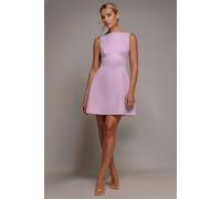Goddiva Boatneck Open Back Scuba Mini Dress - Lilac by Goddiva - Lilac - 16