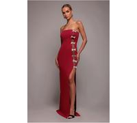 Goddiva Bow Embellished Strapless Mermaid Maxi Dress - Wine by Goddiva - Wine - 18