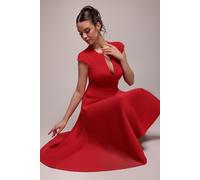 Goddiva Cap Sleeve Skater High Low Midi Dress - Red by Goddiva - Red - 16