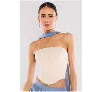 Goddiva Compact Crepe Lace Up Corset by Goddiva - Beige - L