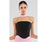 Goddiva Compact Crepe Lace Up Corset by Goddiva - Black - S