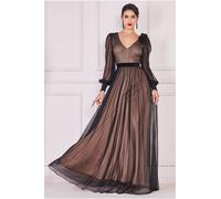 Goddiva Corsage V-Neck Dobby Mesh Maxi In Black Black 8