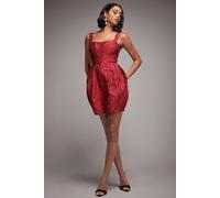 Goddiva Corset Balloon Skirt Lace Up Back Mini Dress In Red Red 12