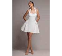 Goddiva Corset Fit And Flare Halter Neck Skater Mini Dress In White White