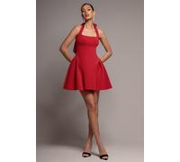 Goddiva Corset Fit And Flare Halter Neck Skater Mini Dress - Red by Goddiva - Red - 12