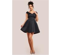 Goddiva Corset Fit & Flare Mini Dress - Black by Goddiva - Black - 8