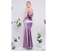Goddiva Cowl Back Satin Maxi Dress - Rosepink by Goddiva - Rose Pink - 18