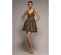Goddiva Cross Over Sleeveless Mini Skater Dress - Gold by Goddiva - Gold - 12