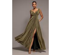 Goddiva Crossover Lurex Glitter Maxi Dress - Brown by Goddiva - Brown - 8