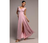 Goddiva Crossover Lurex Glitter Maxi Dress - Pink by Goddiva - Pink - 16