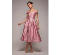Goddiva Crushed Satin Sleeveless A Line Midi Dress - Blush Pink by Goddiva - Blush Pink - 16